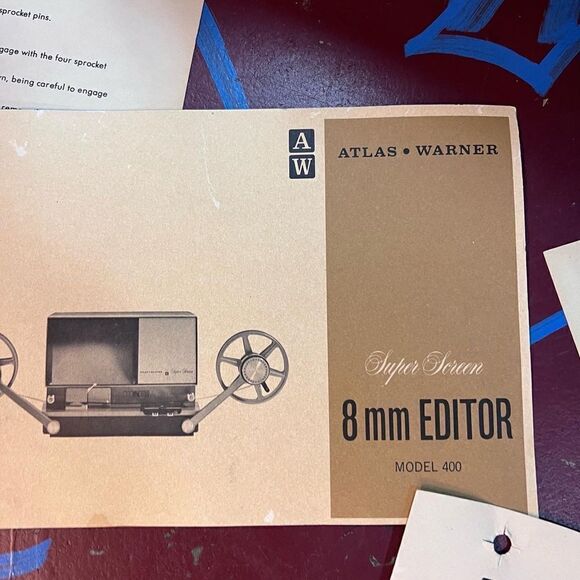 Vintage 1960s Atlas Warner Super Screen 8mm editor. Splicer with monitor - Picture 9 of 10